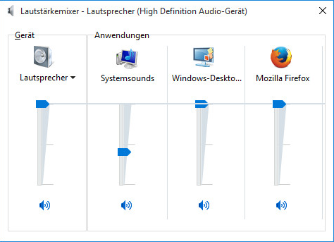 Lautstärkemixer Windows 10